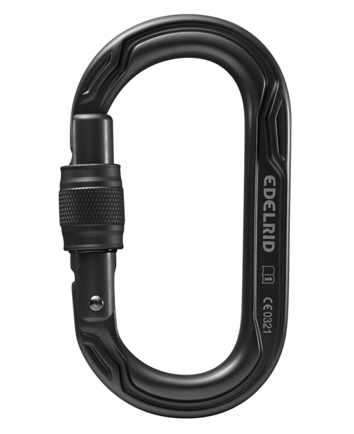 Edelrid OVal Power 2500 Screwgate Carabiner in Black Night Colourway 