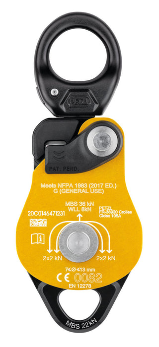 Yellow Petzl Spin L2 Pulley Back View 