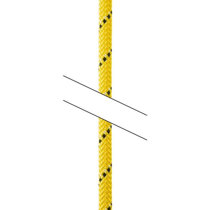 a break in Petzl Parallel 10.5mm rope showing it is possible to order a rope of
a specified custom length.