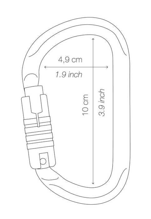 Petzl Vulcan Carabiner Diagram with dimensions 