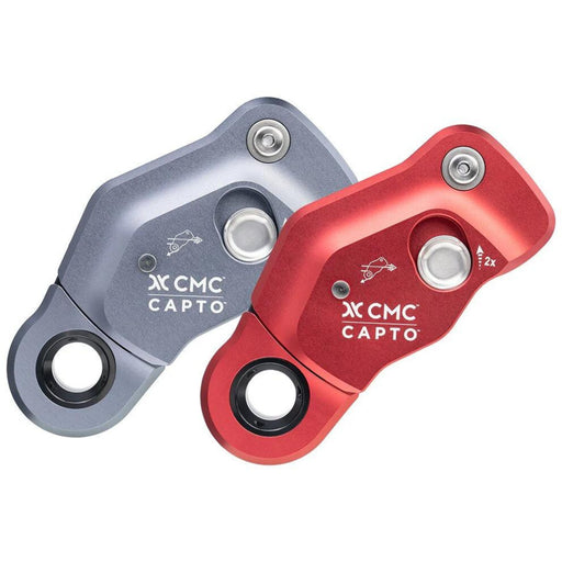 2 versions of CMC Capto  - combined Rope Grab, Pulley and Becket for Hauling and Rescue  a Grey 11mm and Red 13 mm 