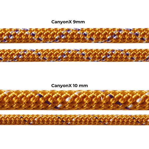 Courant Canyon X Ropes showing visual difference between 10mm and 9 mm 