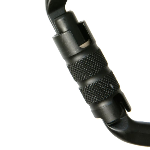 Close up of Edelrid D-CLASSIC 3000 TRIPLE Locking Carabiner in Black 