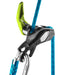 Edelrid Pinch Belay Device with rope and carabiner 