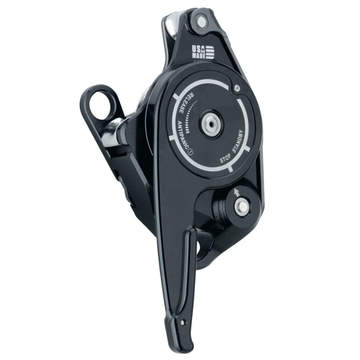 11mm Grey Harken CMC Clutch Descender  showing Antipanic release and stop standby  lever 