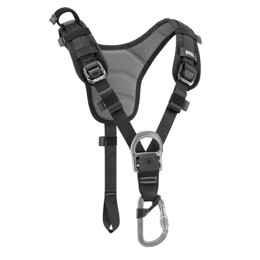 Front of Black and Yellow Petzl Top Chest Harness