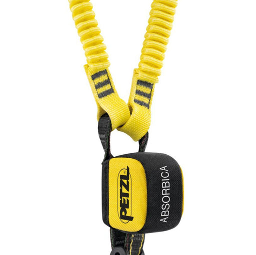 ABSORBICA®-Y 150 Double lanyard with integrated energy absorber closeup. The energy absorber’s very compact design doesn’t hinder the user during progression.