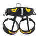 Back view of Black and Yellow Petzl Falcon lightweight and comfortable seat harness for suspended rescue