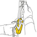 Petzl Roll Clip A Non-Locking Pully Carabiner, showing The ROLLCLIP A pulley may be used as a directional point on the lower attachment point of the ASCENSION handled rope clamp, for short rope ascents. Gate opening on the pulley side facilitates installation of the rope.