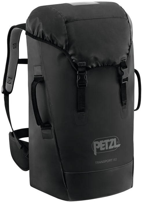 Upright Black Petzl Transport 60 Litre backpack