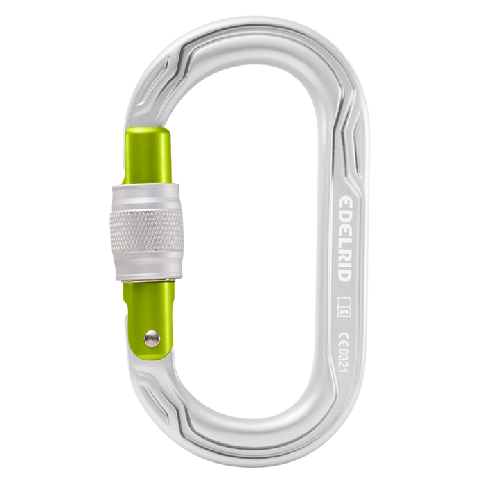 Edelrid OVal Power 2500 Screwgate Carabiner in Sliver Colourway 