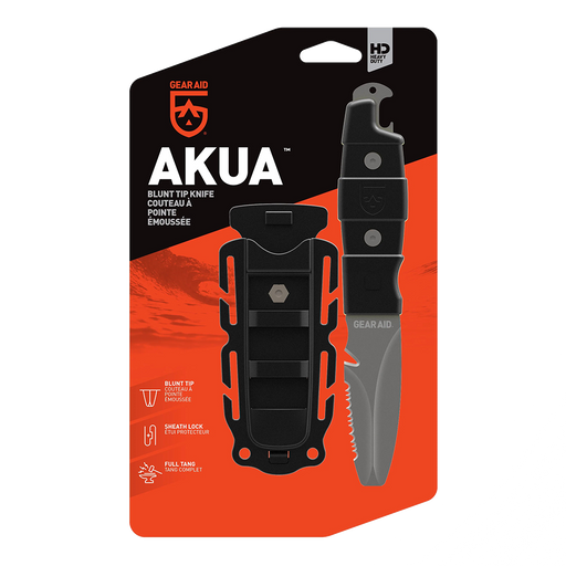 Gear Aid Akua River Knife with Black Handle  in Retail Packaging with Euro hook 