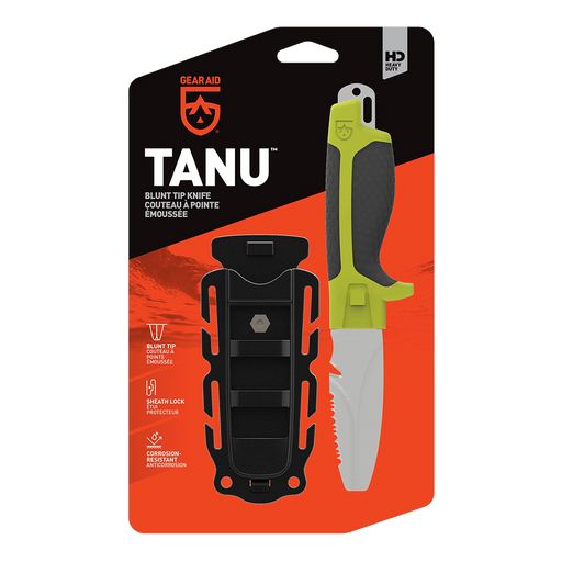 Gear Aid Tanu Green Dive and Rescue Knife and Quick Release Sheath in Euro Hook Packaging 