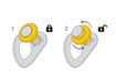 Locking illustration of the Petzl Coeur Pulse 12mm Anchor showing manual screw-lock function limits the risk of involuntary removal.